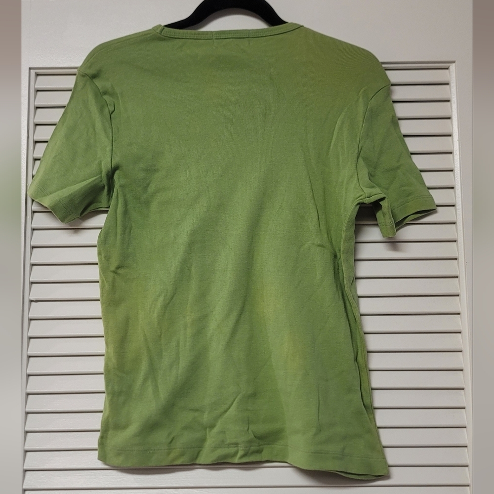 Jones New York - 100% Cotton Green Short-Sleeve Scoop-Neck Top - Picture 2 of 4